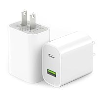 2 Pcs White USB C Fast Wall Charger Block, Dual Port 3.0 Power Adapter, Fast Charging Plug Box Brick Cube for Phone11/12/13/14/Pro Max, XS/XR/X, Pad Pro, AirPods Pro,and More