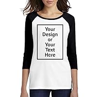 Personalized Shirt for Women Raglan Long Sleeve Baseball Your Own Image Text Front/Back Print
