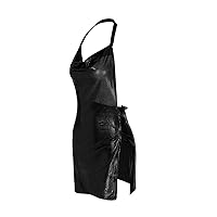 Black Dresses for Women Sexy Long Sleeve,Women's Bodycon Side Slit Dress Casual Neck Backless Glitter Skirt SLI