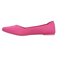 MIA Shoes Kerri Pointed Toe Ballet Flat Shoes for Women, Comfortable Slip On, Stretch Knit Fabric, Hot Pink, Size 7