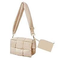 NAARIIAN Puffer woven shoulder bag padded cassette handbag with coins organizer nylon light weight women crossbody purse