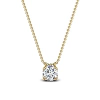 4.5mm-7mm Solitaire Pendant For Women & Girl's With Clear D/VVS1 Diamond In 14K Yellow Gold Plated 925 Sterling Silver