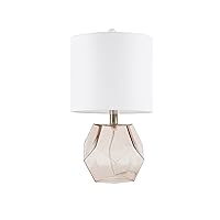 510 Design Bella Glass Table Lamps for Bedroom, Nightstand Light With Cotton Blend Fabric Shade, Rotary Switch, 60