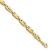 14k Gold Yellow Polished Fancy Link Mens Bracelet 8.5 Inch Measures 5.5mm Wide Jewelry for Men
