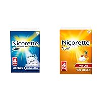 Nicorette 4mg Nicotine Gum to Help Quit Smoking - White Ice Mint & Fruit Chill Flavored Stop Smoking Aids, 100 Count Each