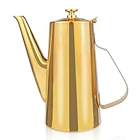 1.5L Stainless Steel Cold Water Kettle Coffee Pot Teapot Drinkware Water Pot Bottle for Home Kitchen Hotel Restaurant (Gold)