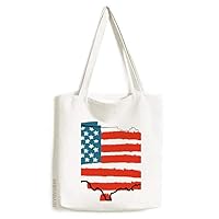 Stars And Stripes America Flag Map Country Tote Canvas Bag Shopping Satchel Casual Handbag