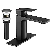 Black Bathroom Faucet Single Handle Bathroom Sink Faucet with Pop-up Drain and Deck Plate Rv Lavatory Vessel Faucet Basin Mixer Tap