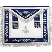 Masonic Blue Lodge G Master Mason Silver Machine Embroidery Freemasons Apron