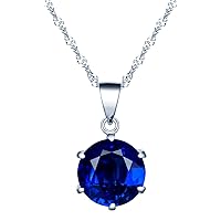 INFINIONLY Women's girl's Diamond Necklace Pendant, 925 sterling silver necklace, Six-claw zircon pendant, Elegant solitaire pendant, Perfect cutting process, Multiple colors to choose
