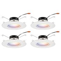 RB56SC RGBW MW CP4 M2 RetroBasics Retrofit Smart LED Downlight, Switchable 2700K - 5000K, RGBW Color Changing, Matte White, 5 to 6 Inch, 4 Pack
