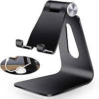 2020 Adjustable Cell Phone Stand, Phone Holder for Desk Holder, Aluminum Desktop Stand Compatible with iPhone Xs Max Xr 8 7 6 6s Plus 5s Charging, Accessories Desk,All Smart Phone - Black