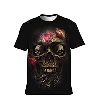 Mens Novelty-Graphic T-Shirt Cool-Tees Funny-Vintage Short-Sleeve Crazy Skull Hip Hop: Youth Boyfriend Stylish Mens Gifts