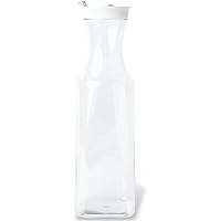 Blue Sky Square Clear Plastic Pitcher 54oz with White Lid - 1 Count | Elegant Serveware Perfect for Parties, Picnics and Gatherings