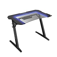 Dardashti PC Computer, Home Office Gaming Table Z Shaped Gamer Workstation with Cup Holder and Headphone Hook, Z1-21, Powder coated finish, Midnight Desk