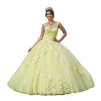 Women's Sweetheart Pink Princess Quinceanera Dress 16 Ball Gown Tulle Applique Prom Dress