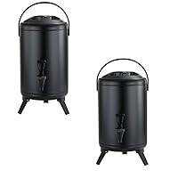 2.5 Gallon Insulated Beverage Dispenser with Stainless Steel Insulated Double Wall Matte Surface Black for Coffee Tea Milk Soup Family Party Cafe Buffet (1, 12L)… (2)