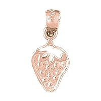 Solid 14K Rose Gold Strawberry Pendant - 17 mm
