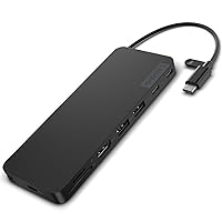 Lenovo USB-C Slim Travel Dock, 8 Ports, Up to 65W PD Pass Through, Integrated USB-C Cable, 4K Display Support, Black