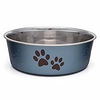 Loving Pets - Bella Bowls - Dog Food Water Bowl No Tip Stainless Steel Pet Bowl No Skid Spill Proof (Medium, Blueberry Blue)