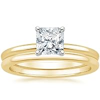 Radiant Cut Moissanite Bridal Ring Set, 14K Yellow Gold, 2 CT Square Center Stone, Wedding Band For Her