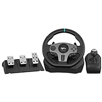 PC Racing Wheel with 3-pedal Pedals And Shifter Bundle PXN V9 Universal Usb Car Sim 270/900 degree Race Steering Wheel Compatible with PS3, Xbox One,Xbox Series X/S,PC,Nintendo Switch(Used - Like New)