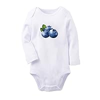 Fruit Blueberries Cute Novelty Rompers, Newborn Baby Bodysuits, Infant Jumpsuits Graphic Outfits, Long Sleeves Clothes