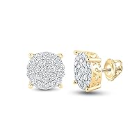 The Diamond Deal 10kt Rose Gold Womens Round Diamond Square Earrings 1/6 Cttw