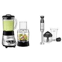 Cuisinart BFP-703BC Smart Power Duet Blender/Food Processor, Brushed Chrome, 3 cup, count of 6 & CSB-179 Smart Stick Variable Speed Hand Blender, Stainless Steel