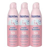 Water Babies Sunscreen Lotion Spray SPF 50, Pediatrician Recommended Baby Sunscreen Spray, Water Resistant Sunscreen for Babies, Bulk Sunscreen, 6 Oz, Pack of 3 Coppertone Water Babies Sunscreen Lotion Spray SPF 50, Pediatrician Recommended Baby Sunscreen Spray, Water Resistant Sunscreen for Babies, Bulk Sunscreen, 6 Oz, Pack of 3