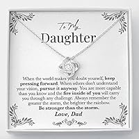 Handmade Jewelry - Necklace for Daughter, Birthday Gift For Daughter From Dad, To My Daughter Necklace From Dad with 14k White Gold Finish Gift, Message Card and Gift Box, 18 inches-22 inches
