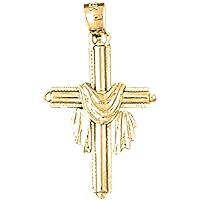 18K Yellow Gold Robed Cross Pendant, Made in USA