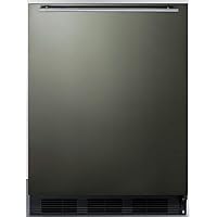 Summit Appliance CT663BKBIKSHH Built-in Undercounter Refrigerator-Freezer for Residential Use, Cycle Defrost with Black Stainless Steel Wrapped Door, Horizontal Handle and Black Cabinet