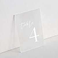 UNIQOOO 20 Pack Frosted Acrylic Sign Acrylic Wedding Table Numbers, 5 x 7 in, DIY Acrylic Sheet for for Wedding Table Number Holder, Table Display Stand Signs for Party Events, Office