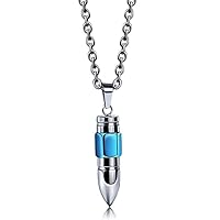 Birthday Gift Stainless Steel Unique Bullet Pendant Necklace for Men Women Boy Girls, 22 Inch Chain