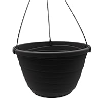 11 Inch Wrapt Hanging Planter - Lightweight Outdoor Plastic Hanging Basket for Plants, Herbs, Flowers, Black