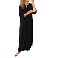 Dresses with Pockets for Women, Women's New Seven Quarter Sleeve Pocket Leaf Holiday Dress Resort 2024, S XL