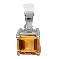 Multi Choice Square Shape Gemstone 925 Sterling Silver Solitaire Pendant Jewelry