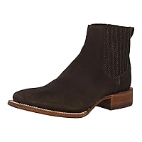 Mens #201 Dark Brown Chelsea Ankle Boots Western Wear Leather Square Toe
