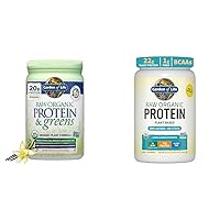 Garden of Life Raw Organic Protein & Greens Vanilla & Organic Vegan Unflavored Protein Powder 22g