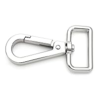 CRAFTMEMORE 2pcs Extra-Thick Lobster Clasps Swivel Snap Hook Strong Metal Push Gate Clip Purse Hardware SC91 (1 Inch, Silver)