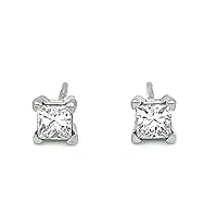 Princess cut Diamond Stud Earrings 0.94 Carats 14K White Gold 4-Prong