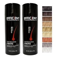 2 of EFFICIENT Keratin Hair Building Fibers, Hair Loss Concealer Net Wt. 28gm / 0.98 oz (Medium Brown)