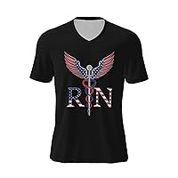 America Flag Rn Registered Nurse T-Shirts Man's Woman's Short Sleeve Tshirt Quick Dry T-Shirts Football Jersey