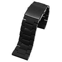 28mm Silicone Stainless Steel Watchband Watch Strap for Diesel DZ7396 DZ7370 DZ4289 DZ7070 DZ7395 Men Rubber Wrist Band Bracelet (Color : Black, Size : 28mm)
