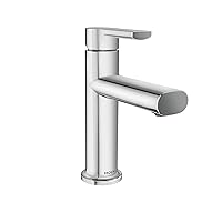 Moen Meena Chrome One-Handle Single Hole Modern Bathroom Sink Faucet with Optional Deckplate and Drain Assembly, 84794