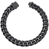 ChainsHouse Stainless Steel Cuban Link Bracelet for Men, 5mm/7mm/9mm/12mm Width, 7.5