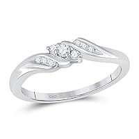 The Diamond Deal 10kt White Gold Womens Round Diamond 3-stone Promise Bridal Ring 1/10 Cttw