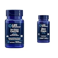 Life Extension Super Ubiquinol CoQ10 with Enhanced Mitochondrial Support, ubiquinol CoQ10 & Zinc Caps, zinc 50 mg, zinc Citrate, Support The Body's Immune defenses