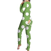 Sexy Pajamas for Women Long Sleeve Onesie Pjs Functional Button Flap Jumpsuit Rompers One-Piece Onesie Sleepwear